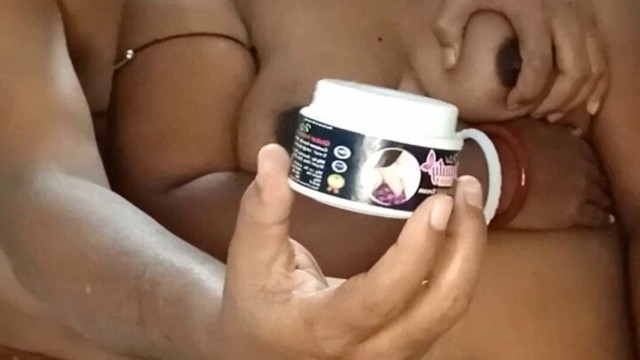 Wife and husband boobs massage with breast increasement oil.and anal sex