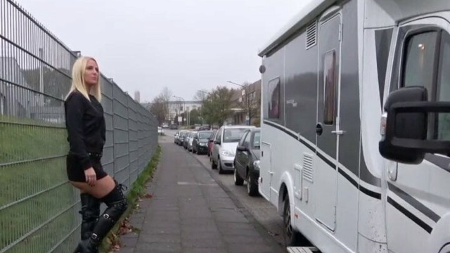 German blonde Street Prostitute pick up for NO CONDOM fuck