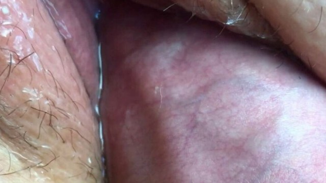 Dick Pissing Inside Vagina. Close-Up